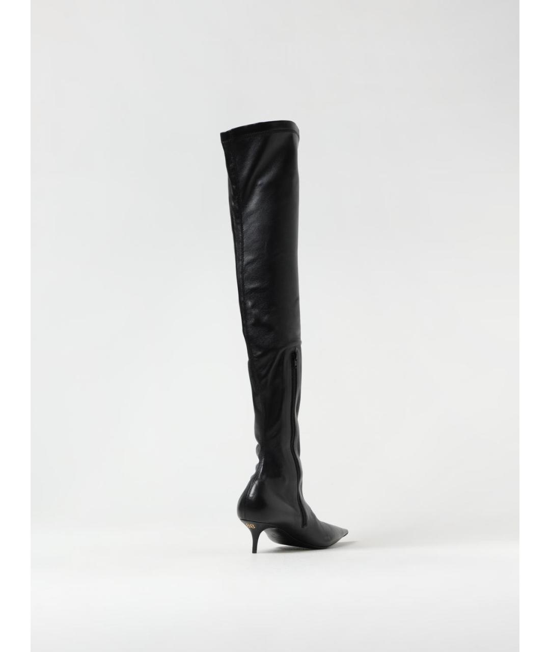 BALENCIAGA Черные кожаные ботфорты, фото 3