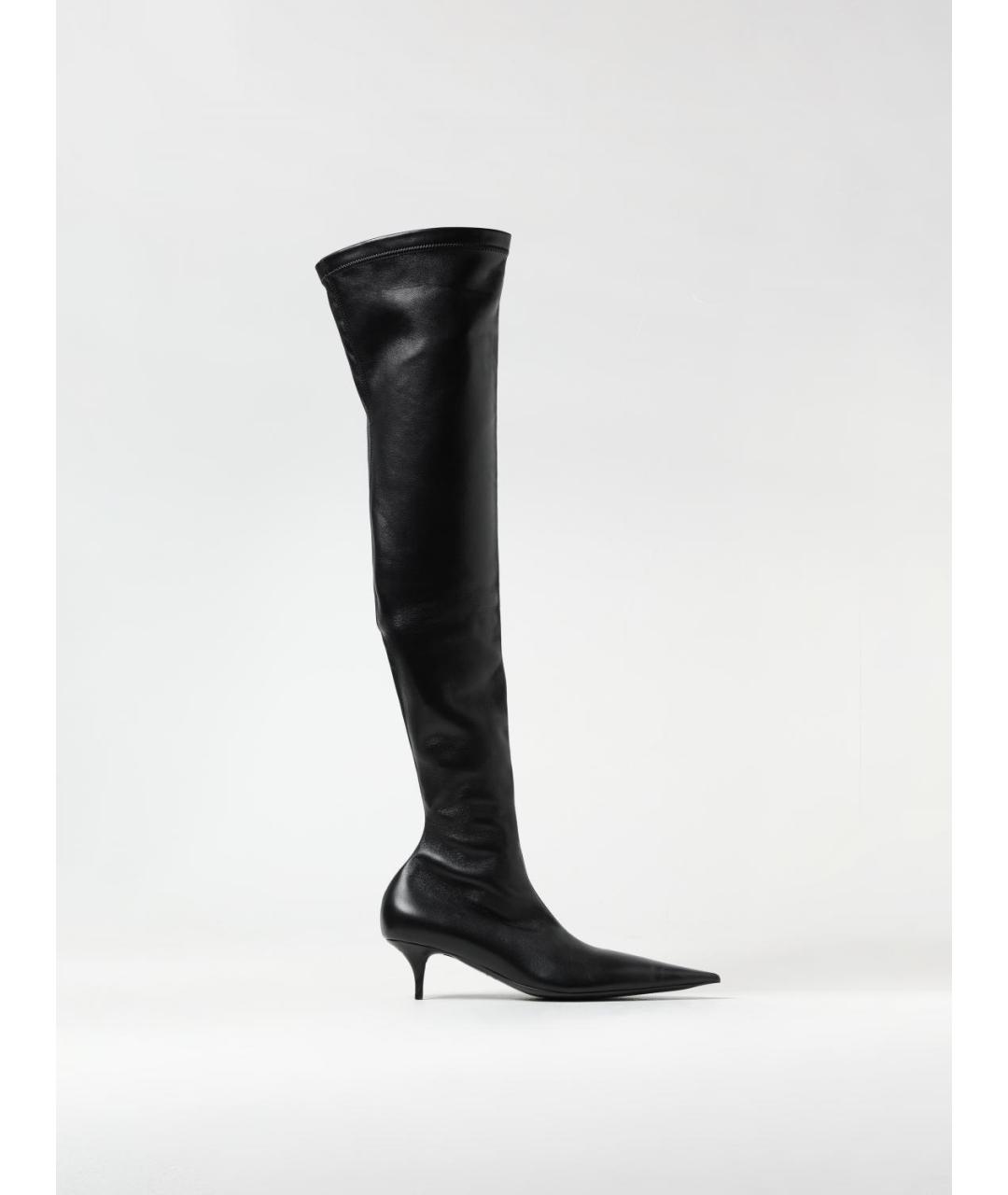 BALENCIAGA Черные кожаные ботфорты, фото 5