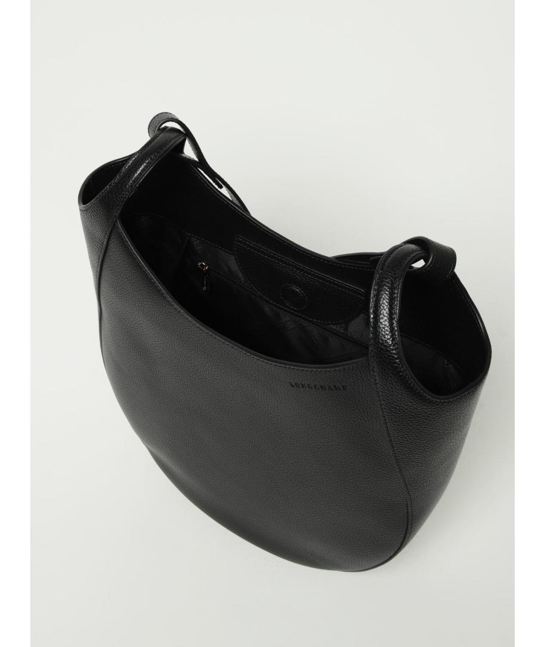 LONGCHAMP Черная кожаная сумка через плечо, фото 3