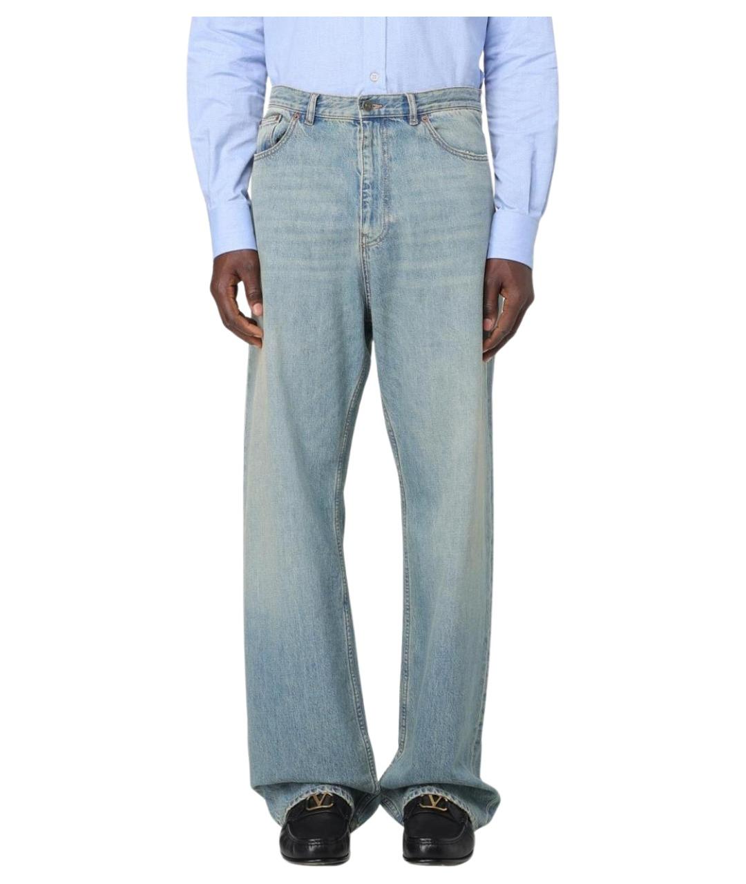 VALENTINO Голубые хлопковые прямые джинсы, фото 1