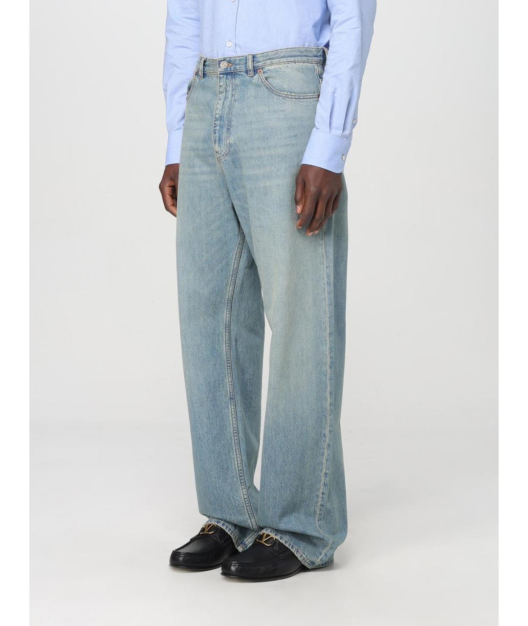 VALENTINO Голубые хлопковые прямые джинсы, фото 4