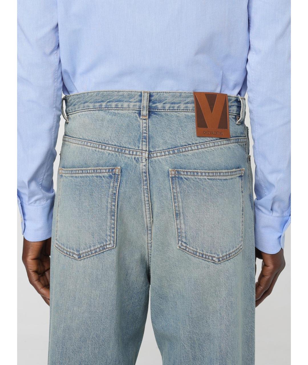 VALENTINO Голубые хлопковые прямые джинсы, фото 5