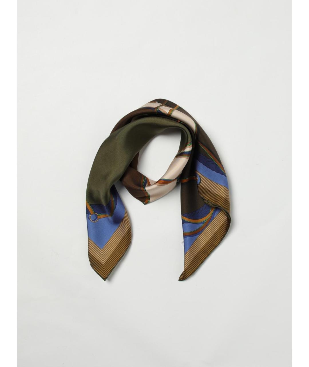 LONGCHAMP Коричневый шелковый шарф, фото 2