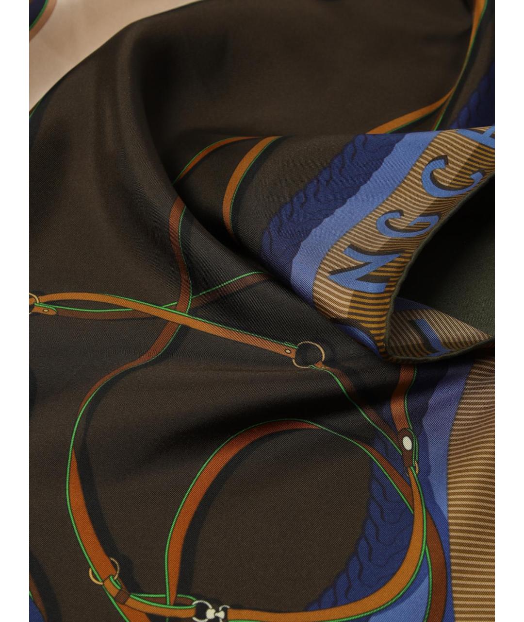 LONGCHAMP Коричневый шелковый шарф, фото 3