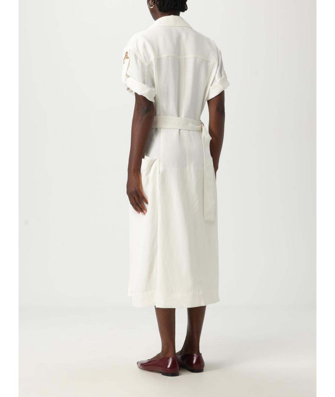 BOTTEGA VENETA Белое вискозное повседневное платье, фото 3