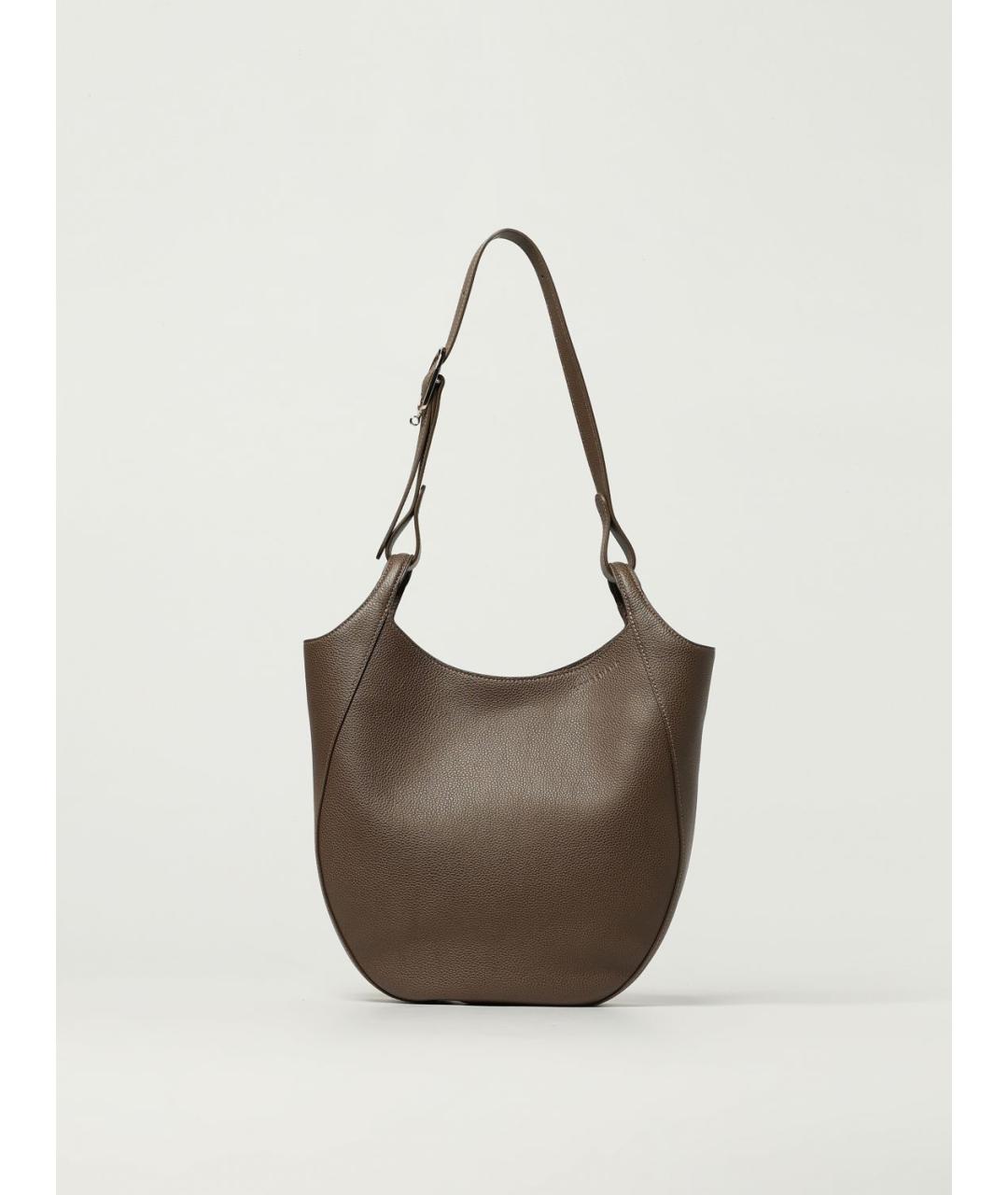 LONGCHAMP Серая кожаная сумка через плечо, фото 4