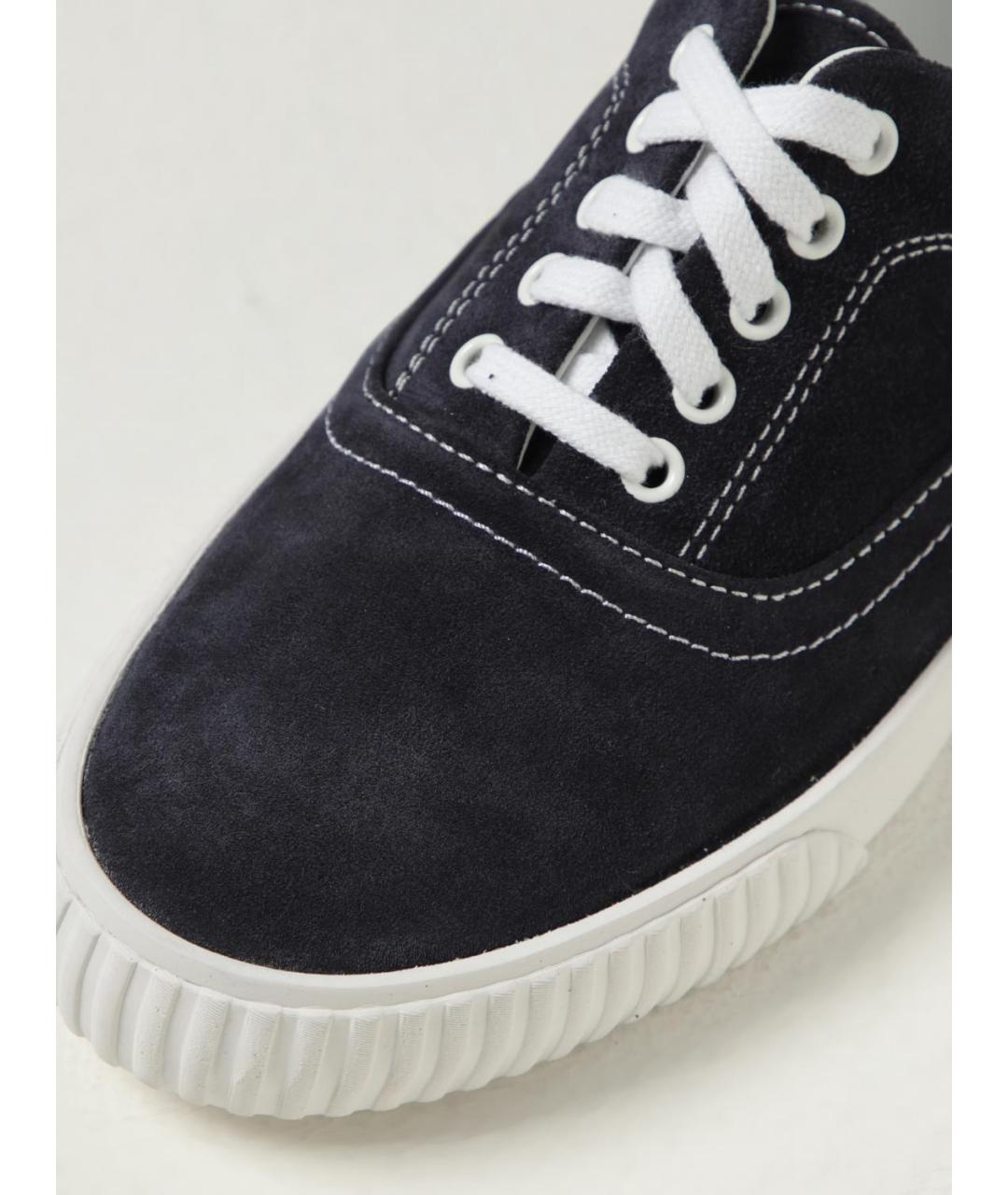 THOM BROWNE Синие кожаные низкие кроссовки / кеды, фото 4