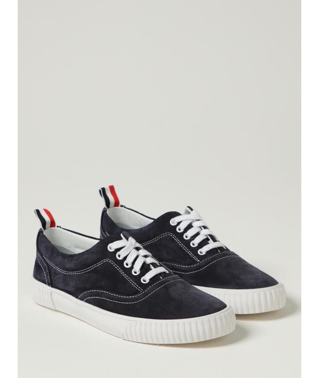 THOM BROWNE Синие кожаные низкие кроссовки / кеды, фото 2