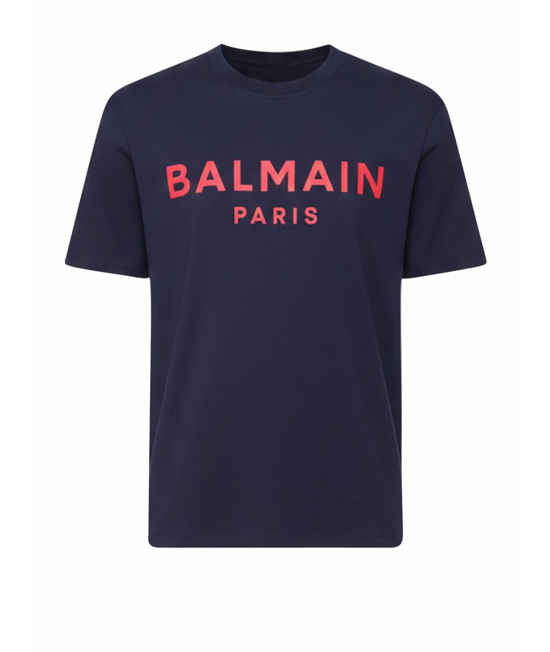 BALMAIN Синяя хлопковая футболка, фото 1
