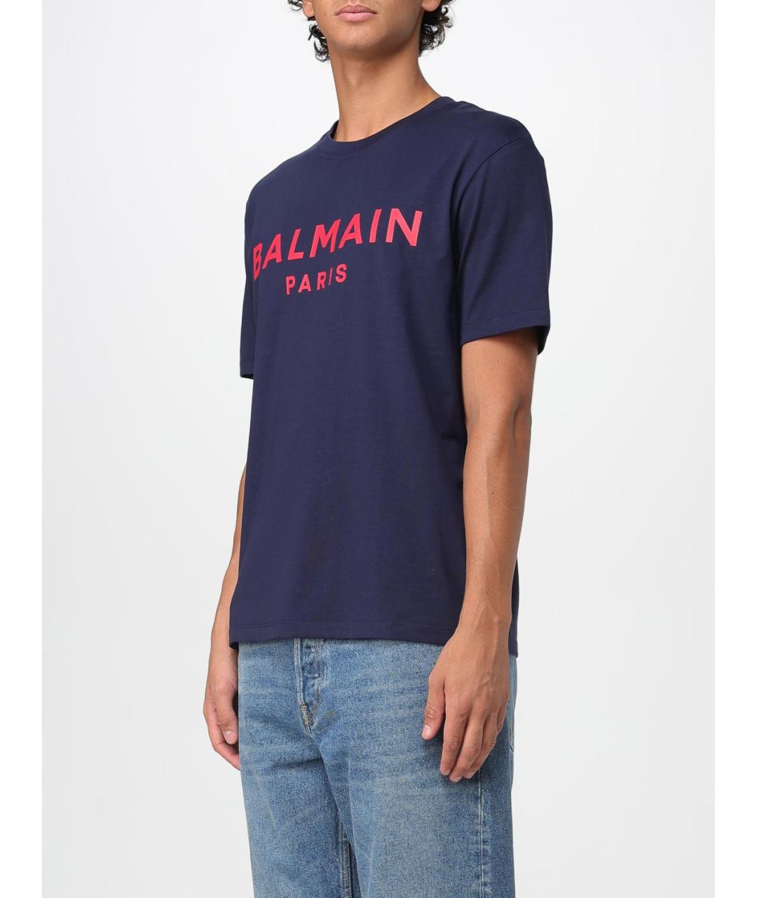 BALMAIN Синяя хлопковая футболка, фото 4