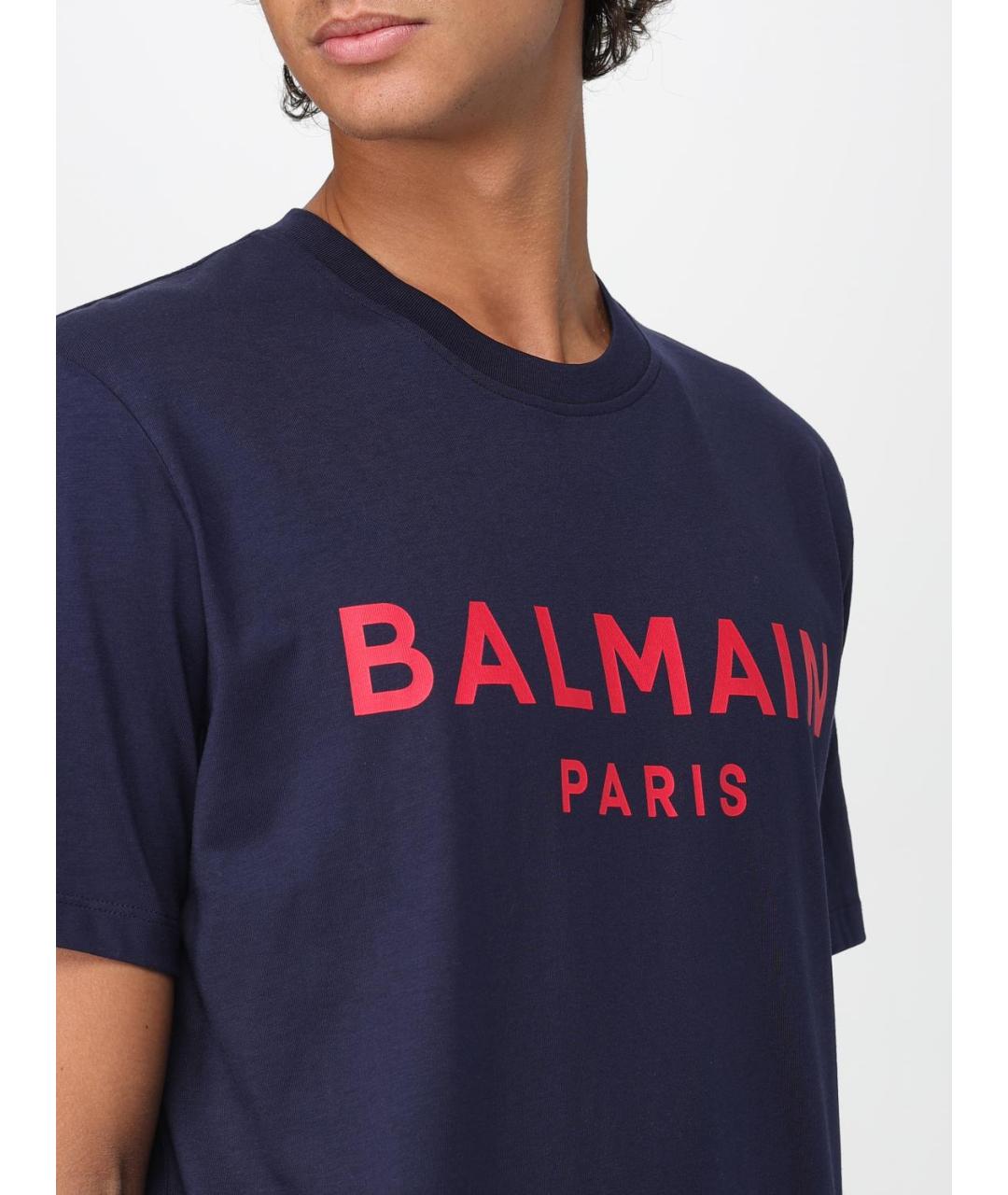 BALMAIN Синяя хлопковая футболка, фото 5