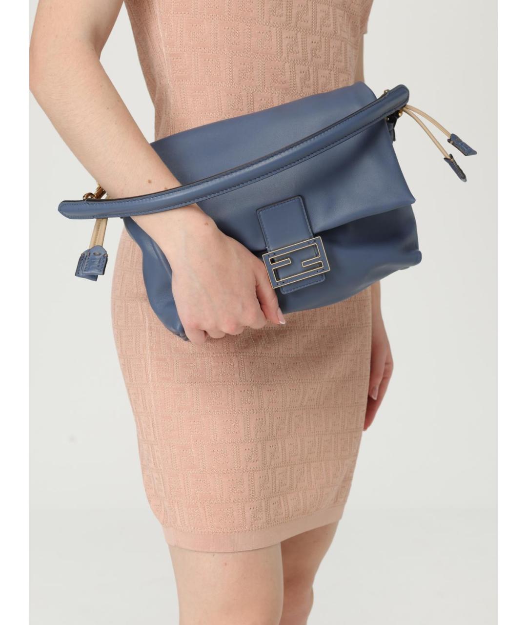FENDI Синяя кожаная сумка через плечо, фото 2