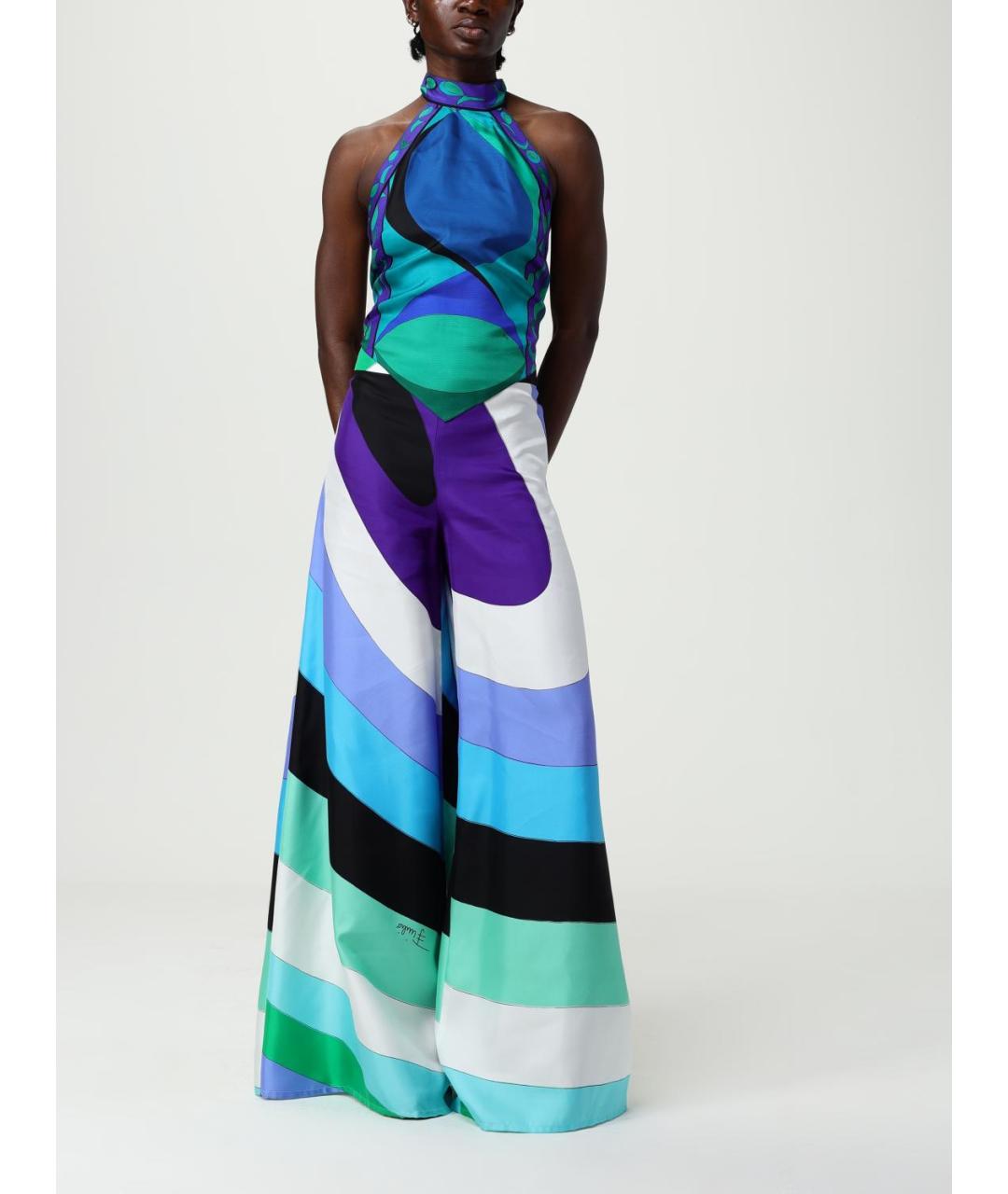 PUCCI Мульти шелковые брюки широкие, фото 3