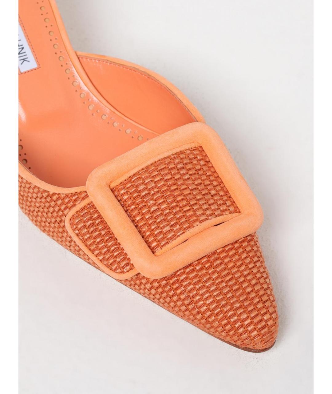 MANOLO BLAHNIK Оранжевое мюли, фото 4