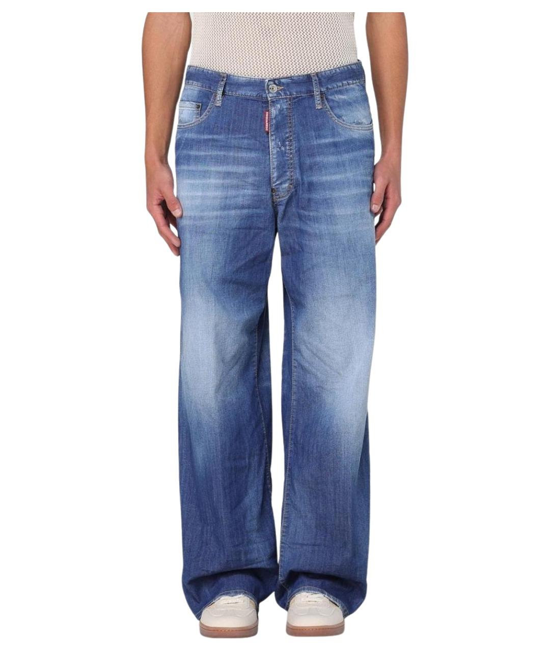 DSQUARED2 Синие хлопко-эластановые прямые джинсы, фото 1