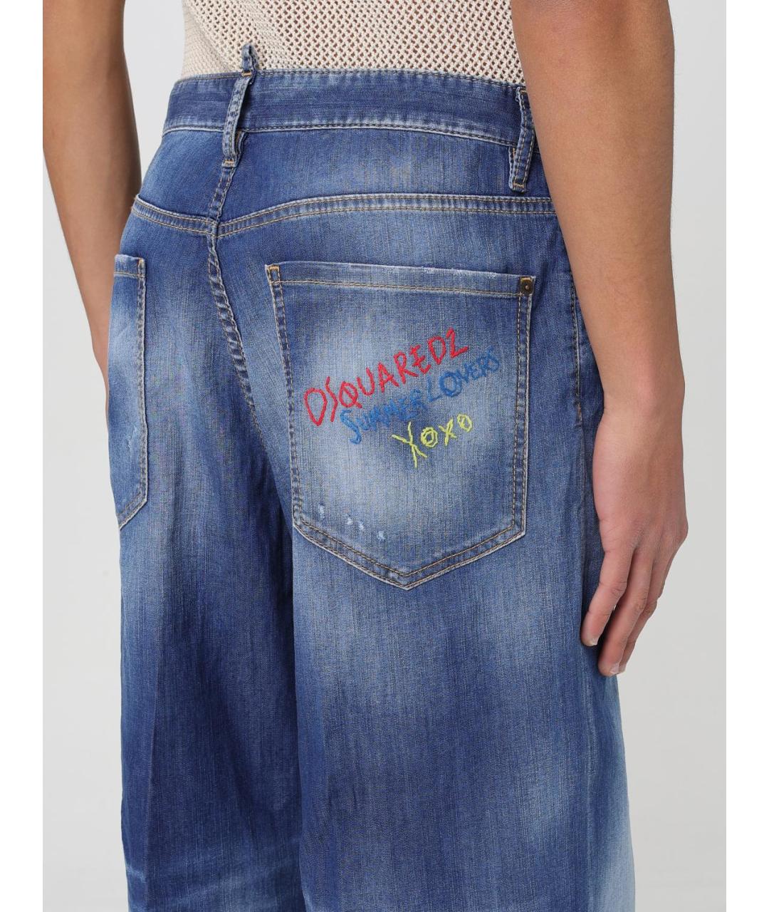 DSQUARED2 Синие хлопко-эластановые прямые джинсы, фото 5