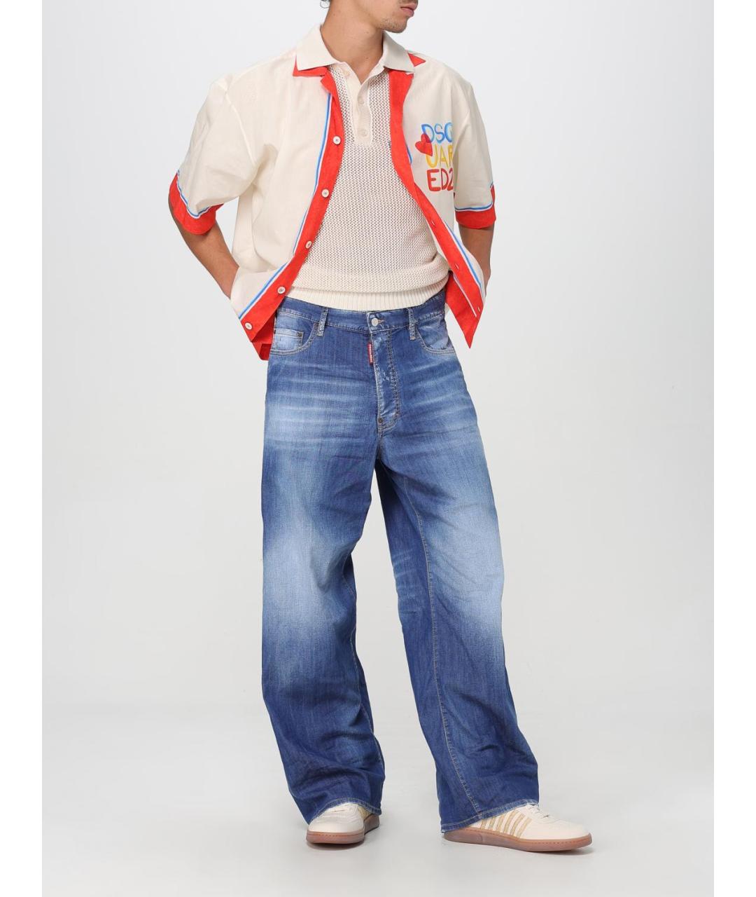 DSQUARED2 Синие хлопко-эластановые прямые джинсы, фото 2