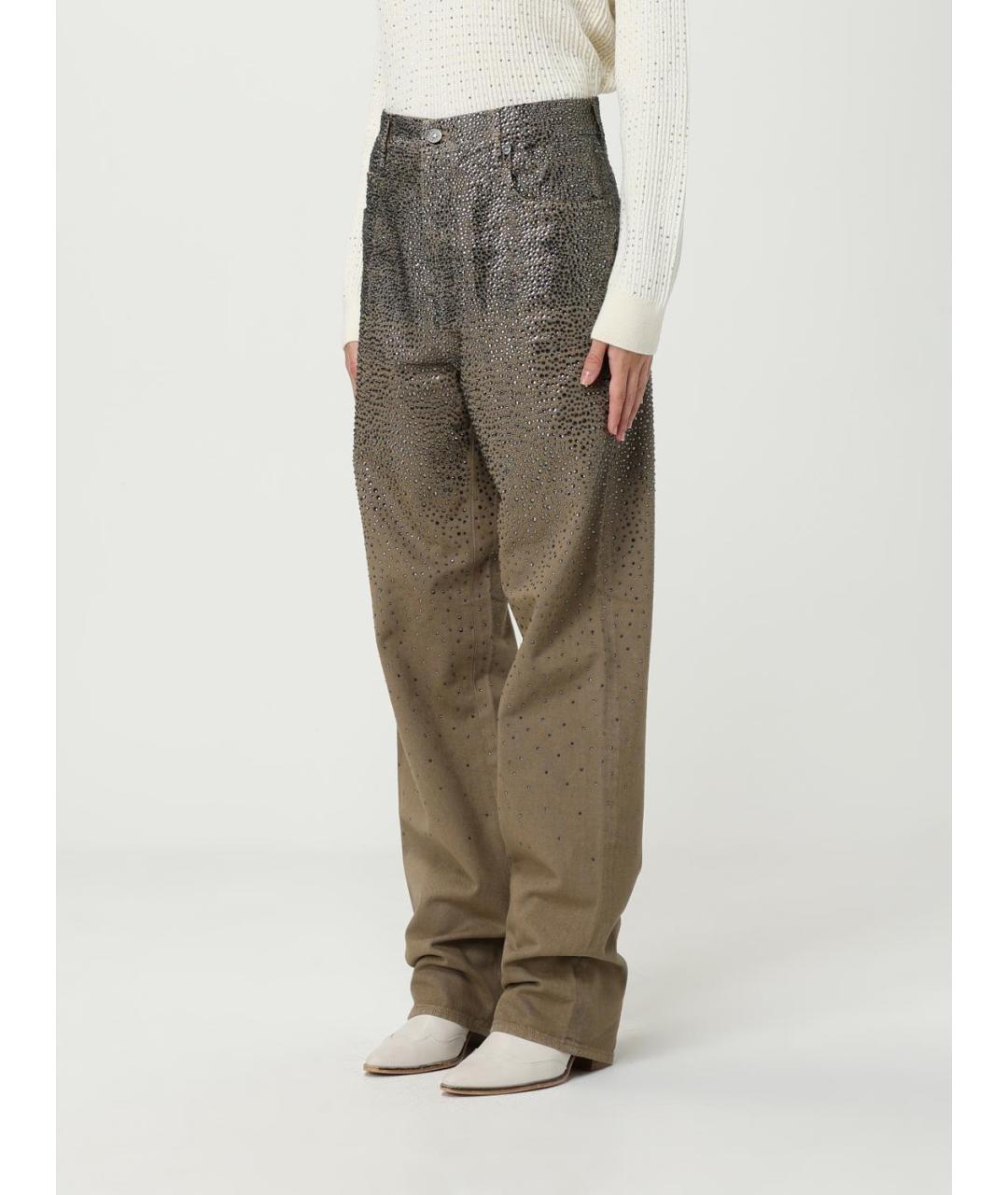 GOLDEN GOOSE DELUXE BRAND Хаки хлопко-полиэстеровые прямые джинсы, фото 4