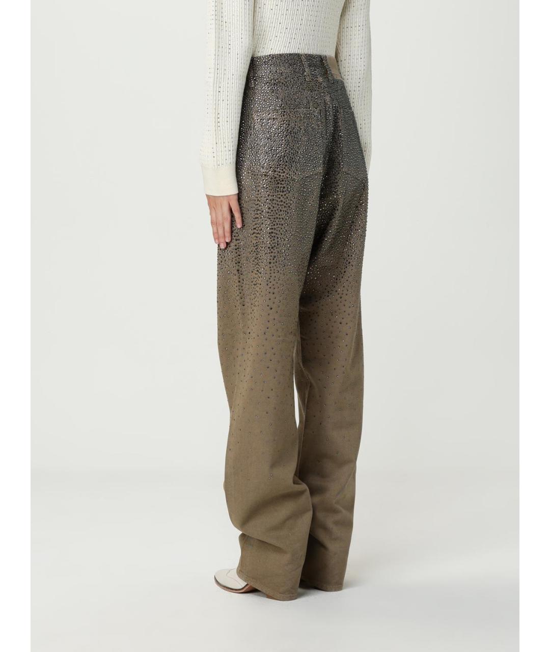 GOLDEN GOOSE DELUXE BRAND Хаки хлопко-полиэстеровые прямые джинсы, фото 3