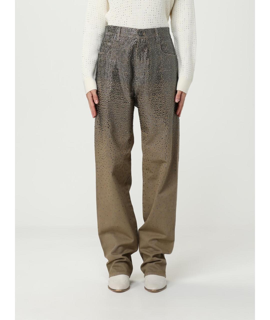 GOLDEN GOOSE DELUXE BRAND Хаки хлопко-полиэстеровые прямые джинсы, фото 6