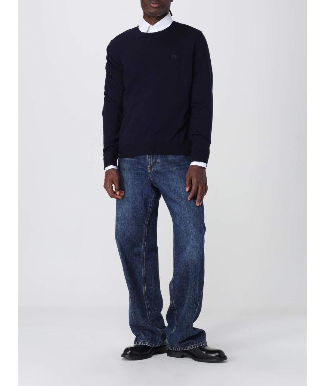 ETRO Темно-синий шерстяной джемпер / свитер, фото 2