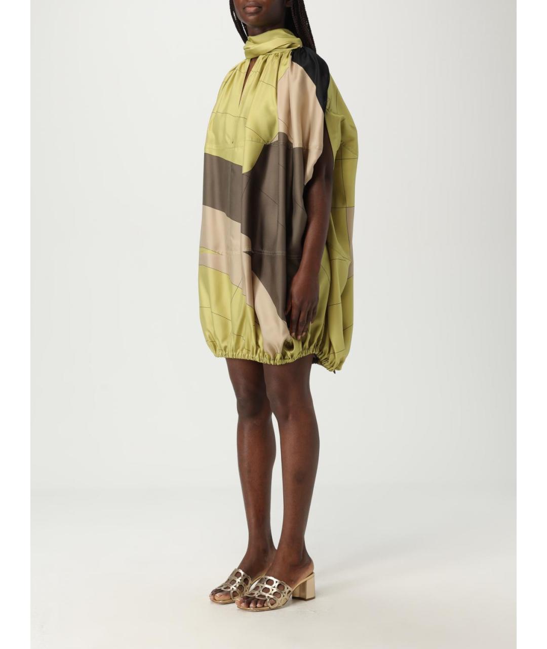 FERRAGAMO Зеленые шелковое коктейльное платье, фото 4