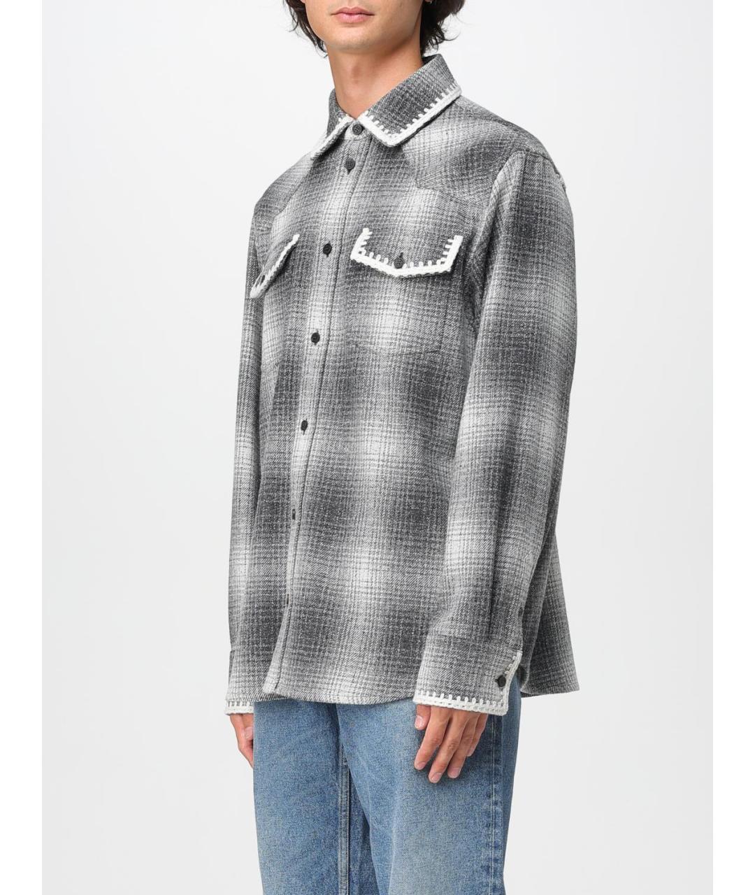 GOLDEN GOOSE DELUXE BRAND Серая шерстяная кэжуал рубашка, фото 4