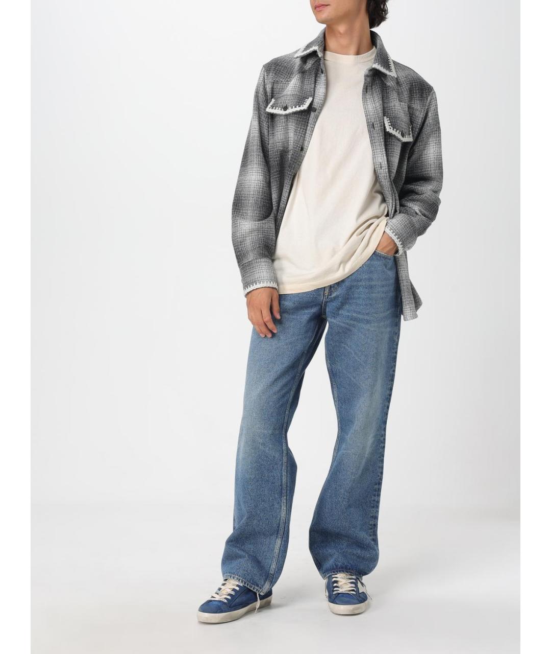 GOLDEN GOOSE DELUXE BRAND Серая шерстяная кэжуал рубашка, фото 2