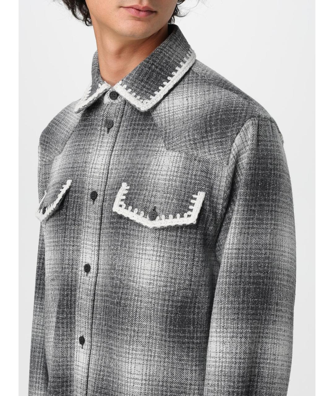 GOLDEN GOOSE DELUXE BRAND Серая шерстяная кэжуал рубашка, фото 5
