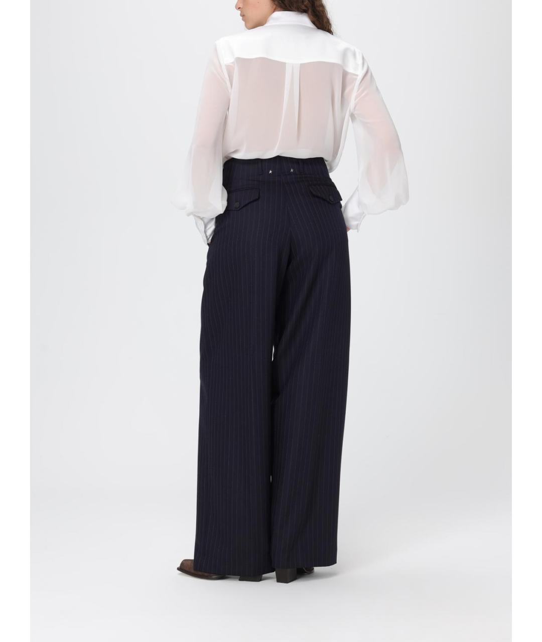 GOLDEN GOOSE DELUXE BRAND Синие хлопковые прямые брюки, фото 2