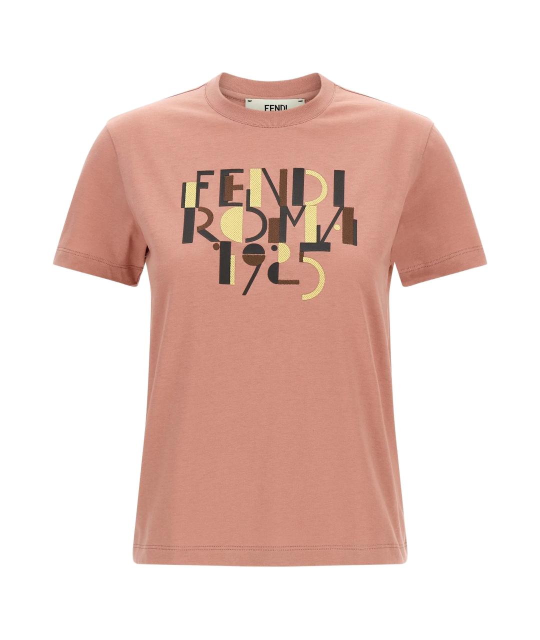 FENDI Розовая хлопковая футболка, фото 1