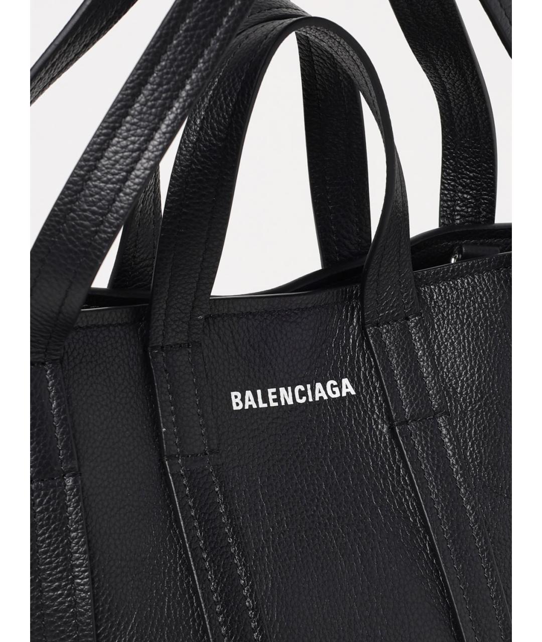 BALENCIAGA Черная кожаная сумка тоут, фото 4