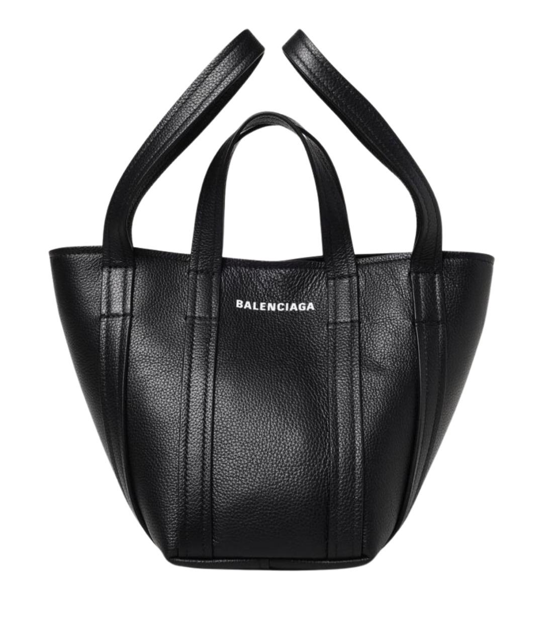 BALENCIAGA Черная кожаная сумка тоут, фото 1