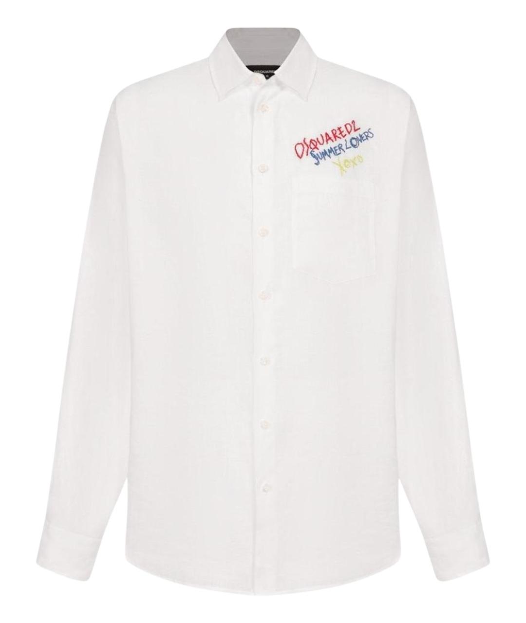 DSQUARED2 Белая льняная кэжуал рубашка, фото 1