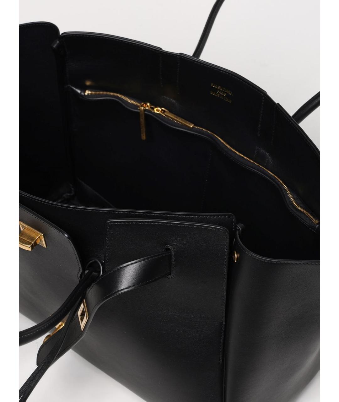 BALENCIAGA Черная кожаная сумка тоут, фото 5