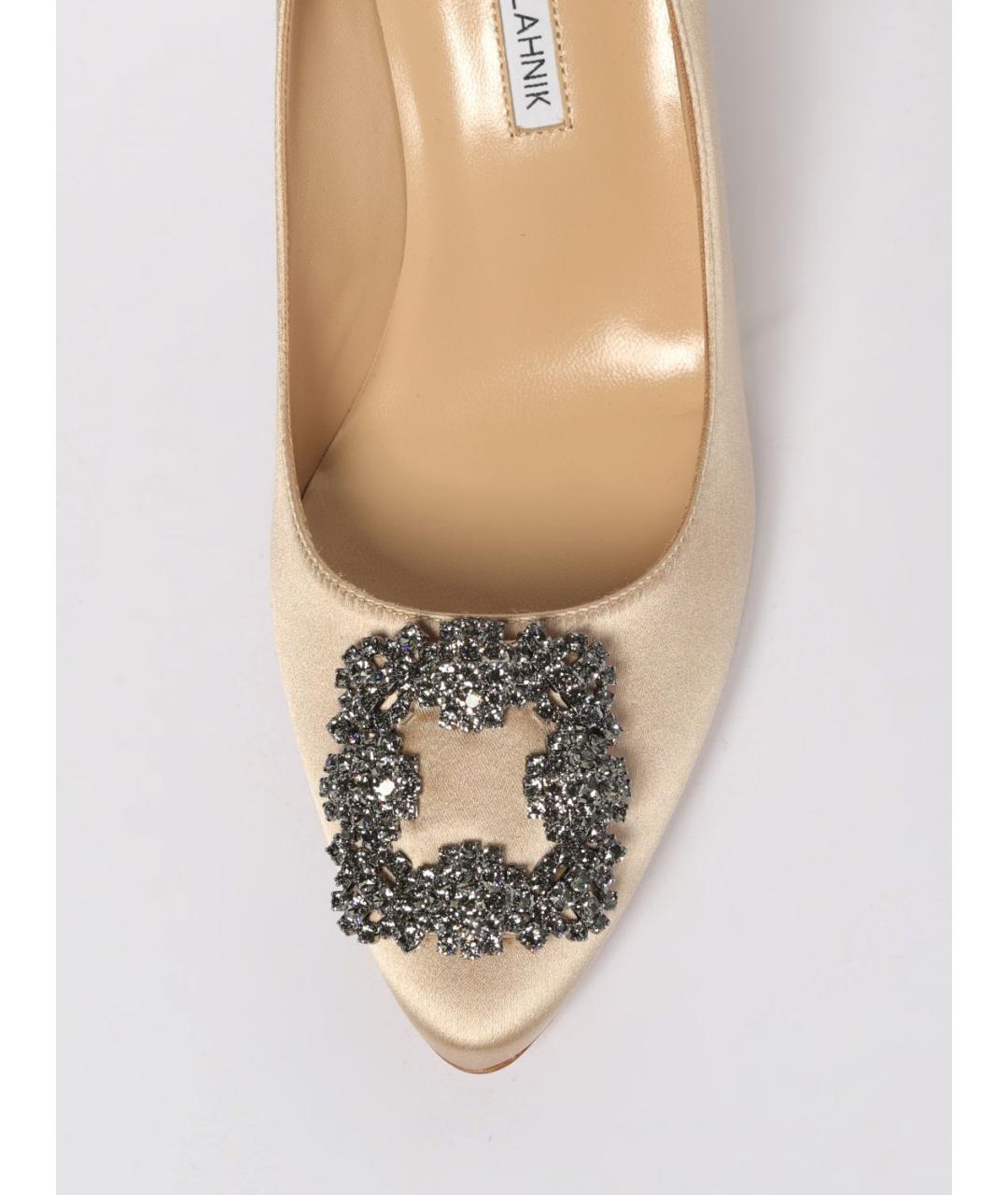 MANOLO BLAHNIK Бежевые текстильные туфли, фото 4