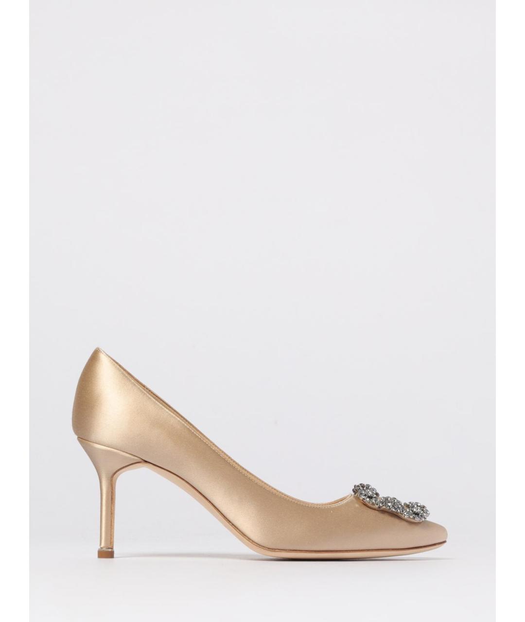 MANOLO BLAHNIK Бежевые текстильные туфли, фото 5