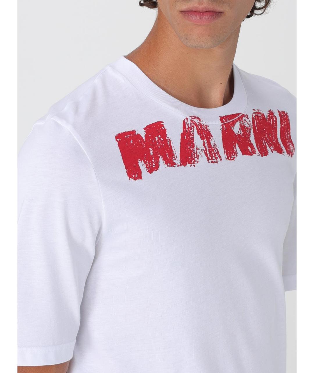 MARNI Белая хлопковая футболка, фото 5