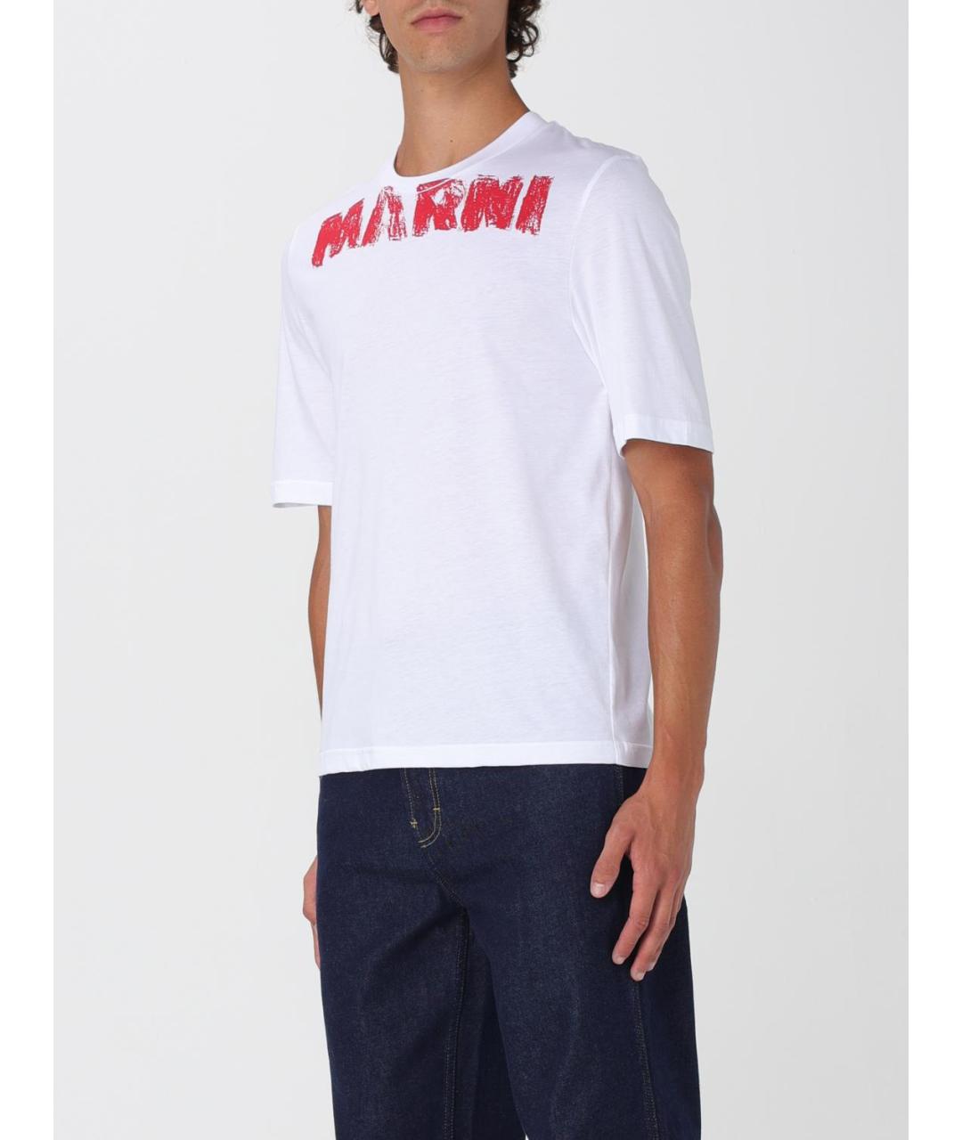 MARNI Белая хлопковая футболка, фото 4