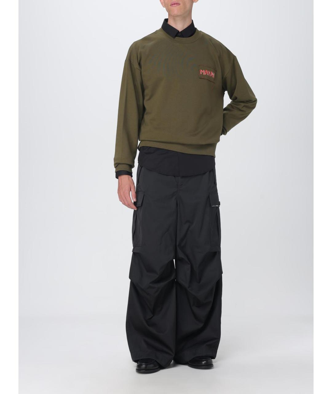 MARNI Черные полиэстеровые повседневные брюки, фото 2