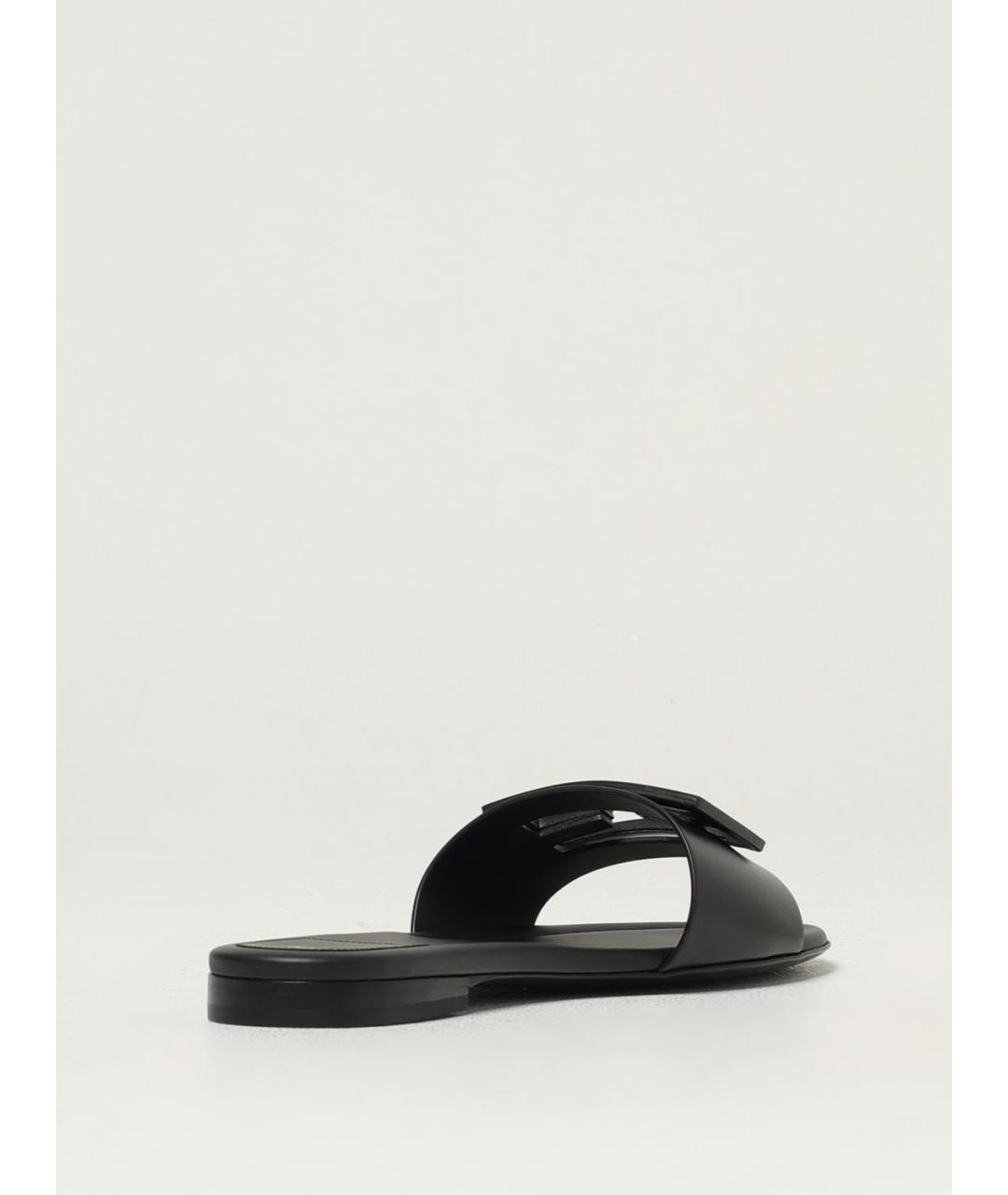 FENDI Черные кожаные шлепанцы, фото 3