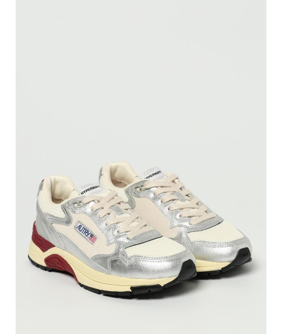 AUTRY Серебряные кожаные кроссовки, фото 2