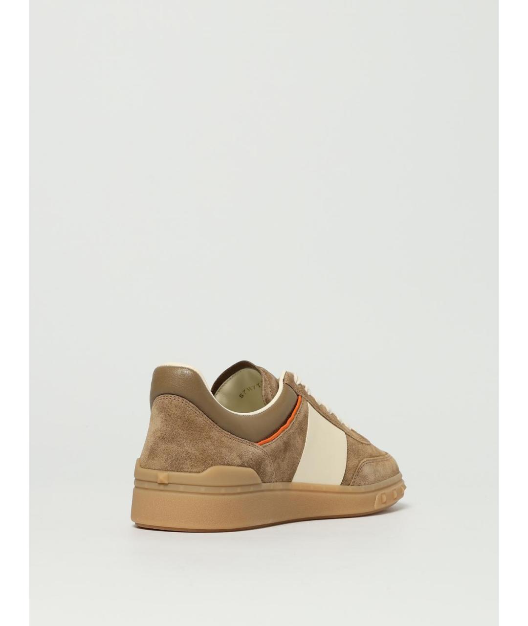 VALENTINO Бежевые замшевые низкие кроссовки / кеды, фото 3