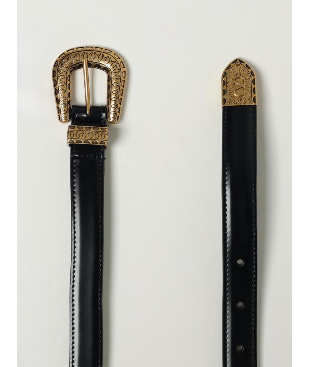 VALENTINO Черный кожаный ремень, фото 3
