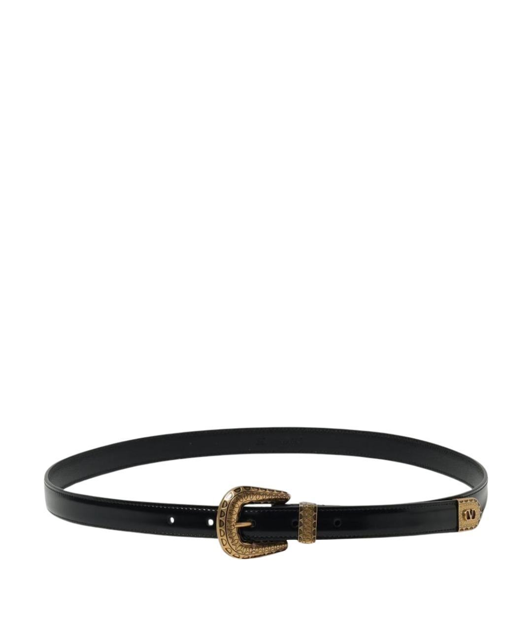 VALENTINO Черный кожаный ремень, фото 1
