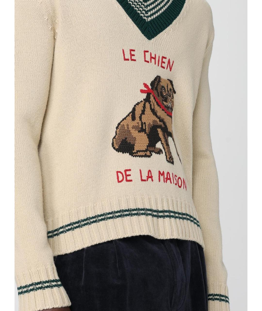 VALENTINO Бежевый шерстяной джемпер / свитер, фото 6
