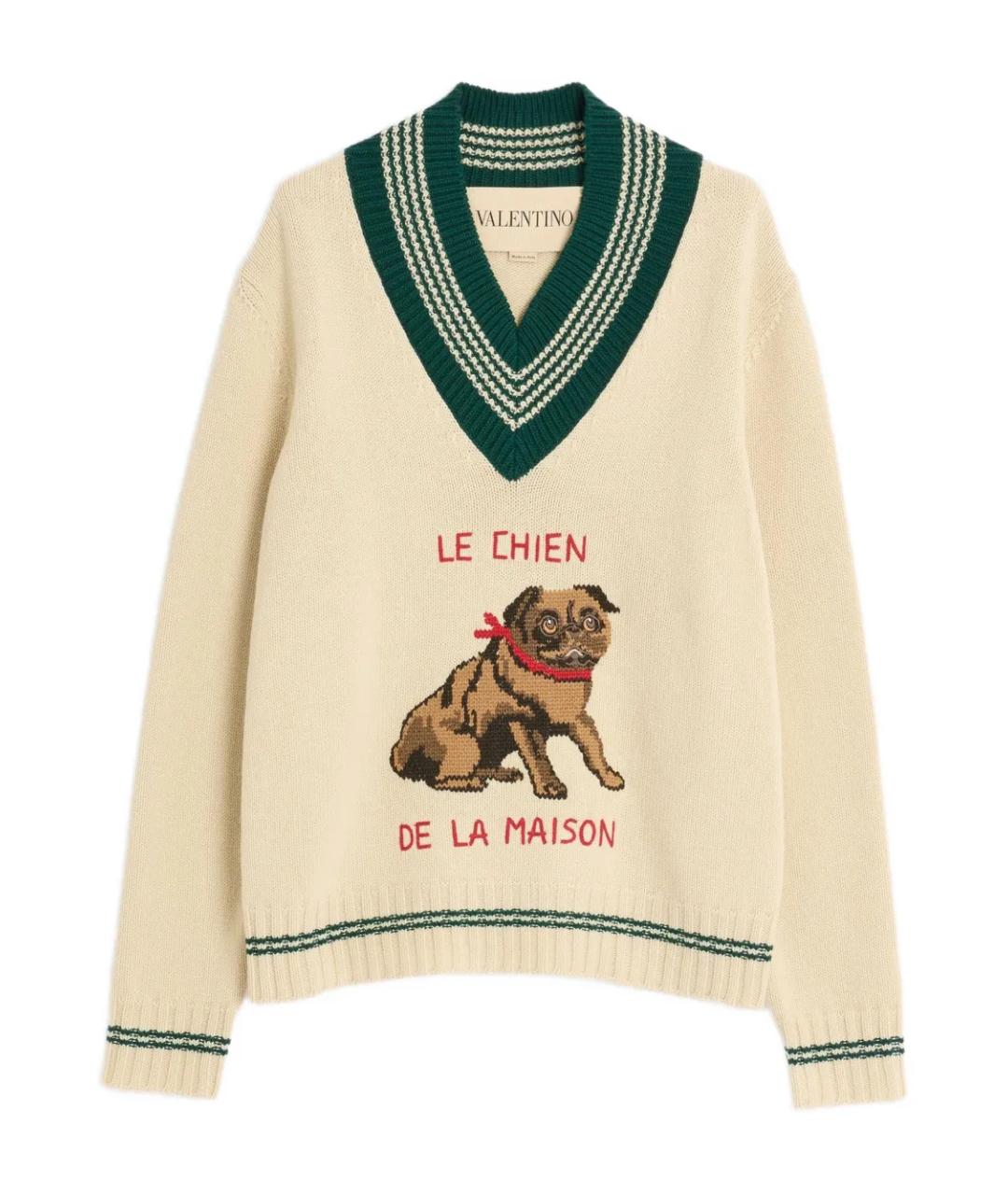 VALENTINO Бежевый шерстяной джемпер / свитер, фото 1