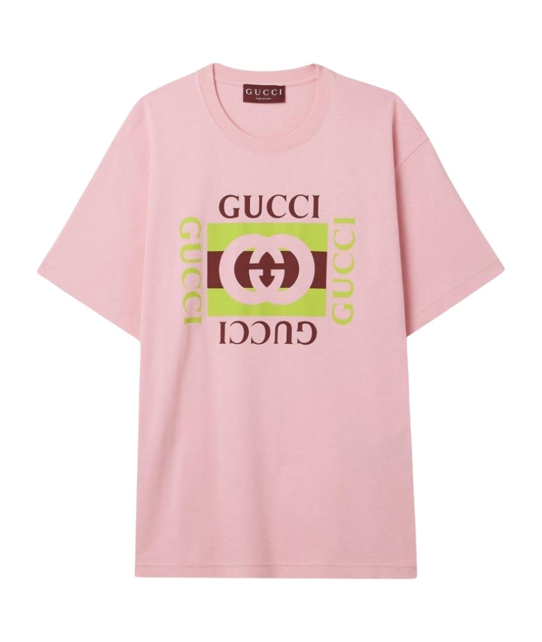 GUCCI Розовая хлопковая футболка, фото 1