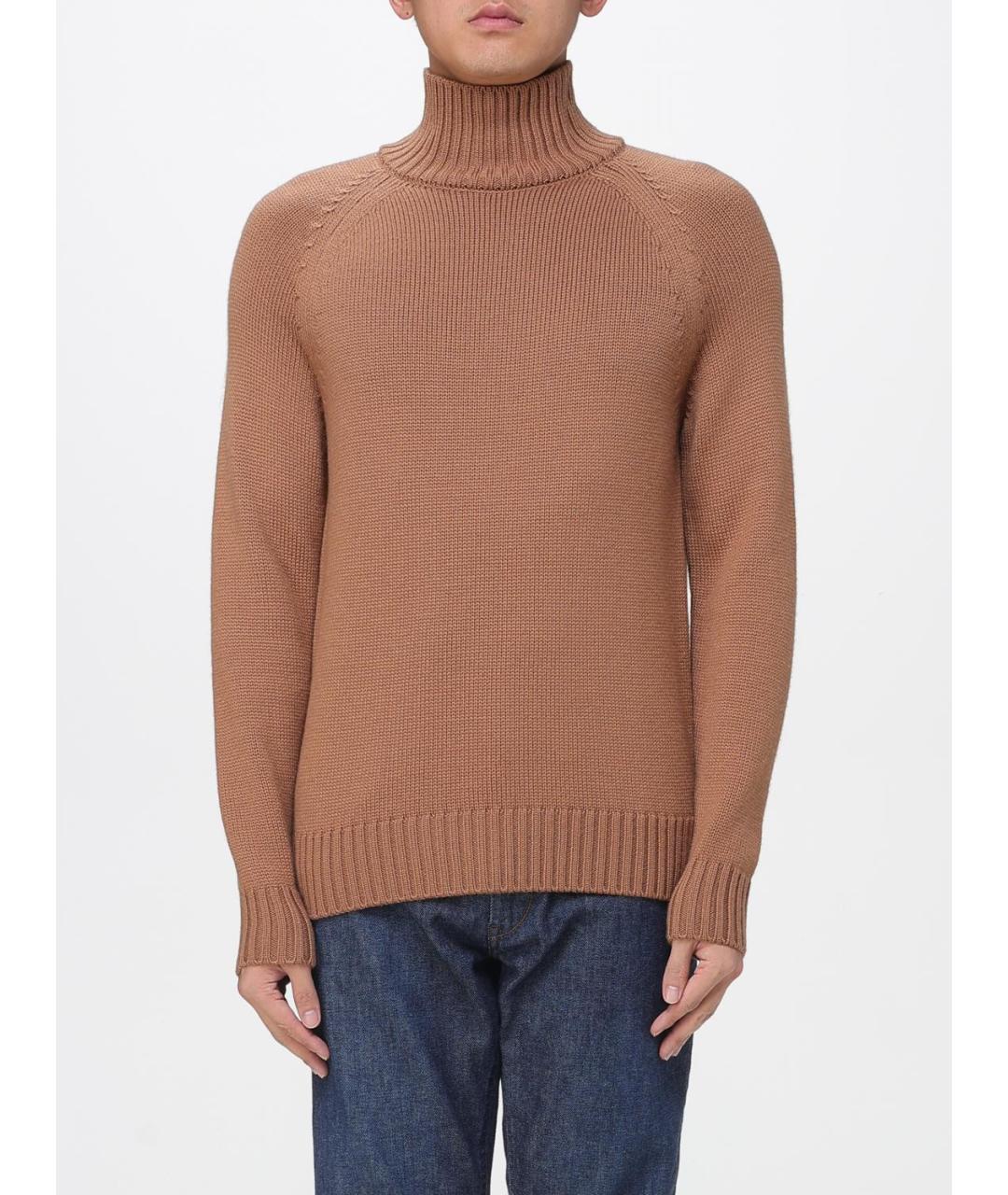 ELEVENTY Коричневый шерстяной джемпер / свитер, фото 4