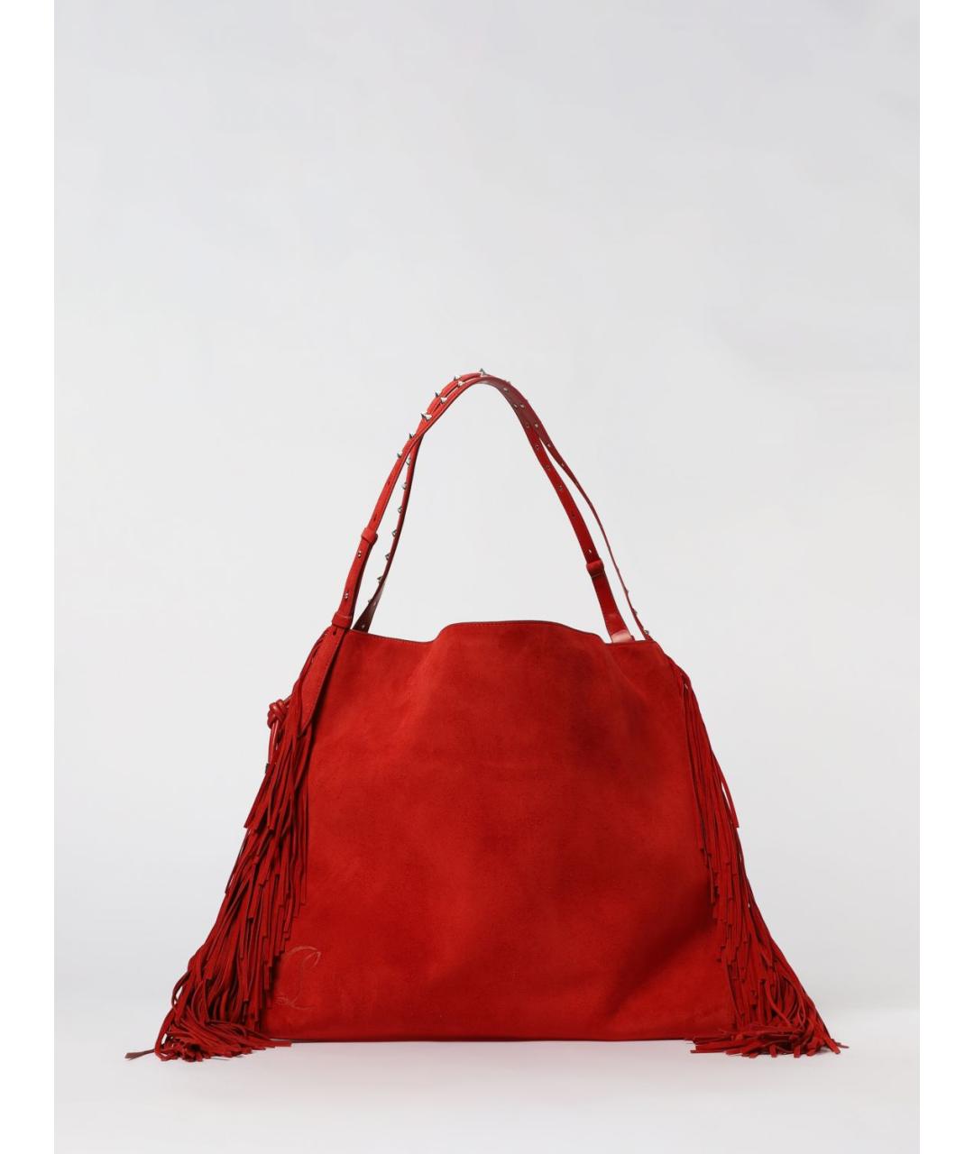 CHRISTIAN LOUBOUTIN Красная замшевая сумка тоут, фото 4